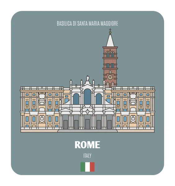意大利罗马的圣母玛利亚大教堂 欧洲城市的建筑符号 — 图库矢量图片