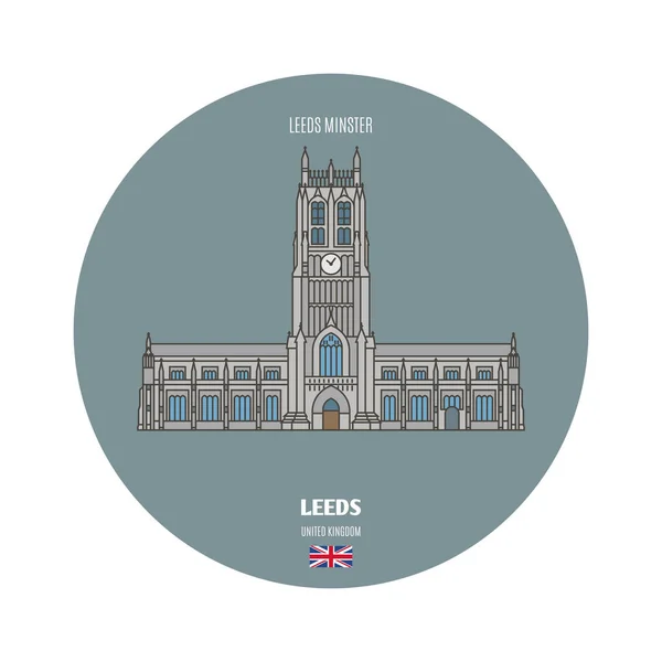 Leeds Minster Leeds Reino Unido Símbolos Arquitectónicos Las Ciudades Europeas — Vector de stock