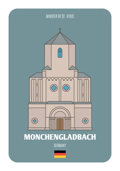 Священник Святого Вита Монхенгладбахе Германия Архитектурные Символы Европейских Городов Цветной — стоковый вектор