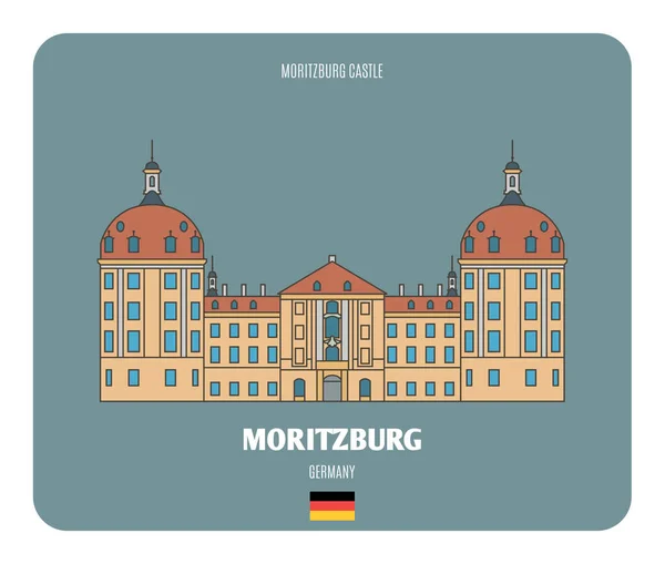 Moritzburg Şatosu Almanya Avrupa Şehirlerinin Mimari Sembolleri Renkli Vektör — Stok Vektör