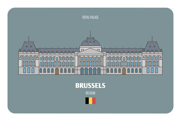 Königlicher Palast Brüssel Belgien Architektonische Symbole Europäischer Städte Bunter Vektor — Stockvektor