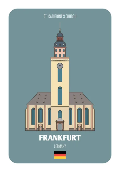 Igreja Santa Catarina Frankfurt Alemanha Símbolos Arquitectónicos Das Cidades Europeias — Vetor de Stock