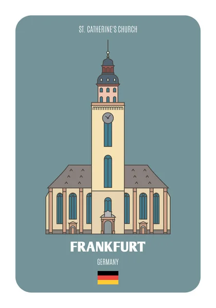 Catherine Church Frankfurt Tyskland Arkitektoniska Symboler För Europeiska Städer Färgstark Vektorgrafik