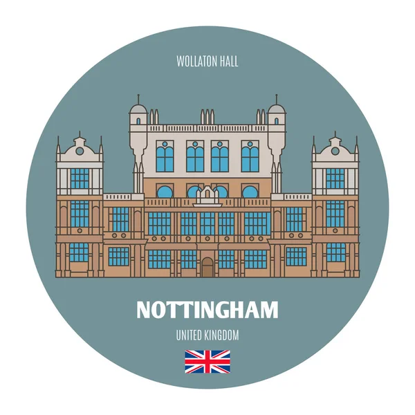 Wollation Hall Nottingham Verenigd Koninkrijk Architectonische Symbolen Van Europese Steden — Stockvector