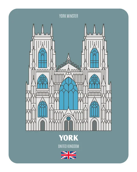 York Minster Yorku Wielka Brytania Symbole Architektoniczne Miast Europejskich Kolorowy — Wektor stockowy