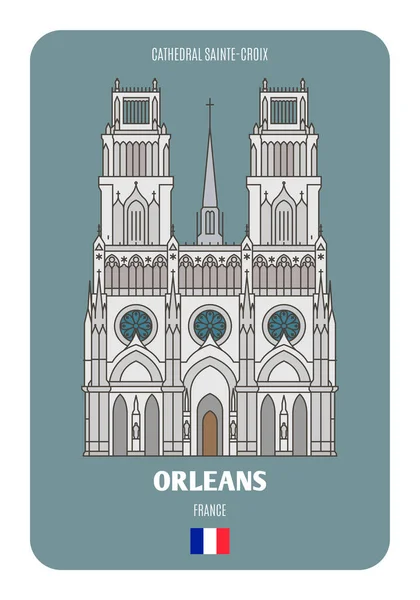 Katedrála Sainte Croix Orleans Francie Architektonické Symboly Evropských Měst Barevný — Stockový vektor