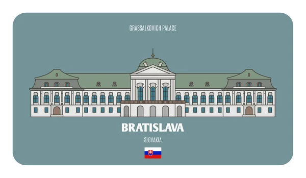 Grassalkovich Palace Bratislava Slovakien Arkitektoniska Symboler För Europeiska Städer Färgstark Royaltyfria illustrationer