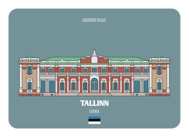 Tallinn, Estonya 'daki Kadriorg Sarayı. Avrupa şehirlerinin mimari sembolleri. Renkli vektör 