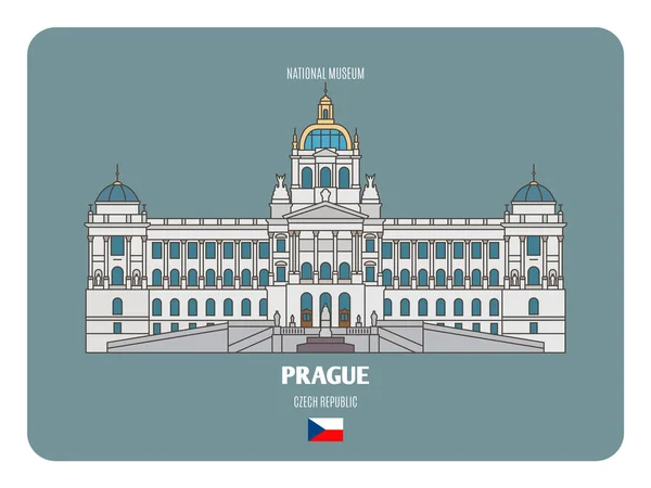 Musée National Prague République Tchèque Symboles Architecturaux Des Villes Européennes — Image vectorielle