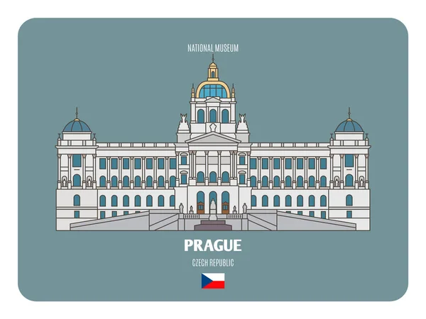 Museo Nacional Praga República Checa Símbolos Arquitectónicos Las Ciudades Europeas — Archivo Imágenes Vectoriales