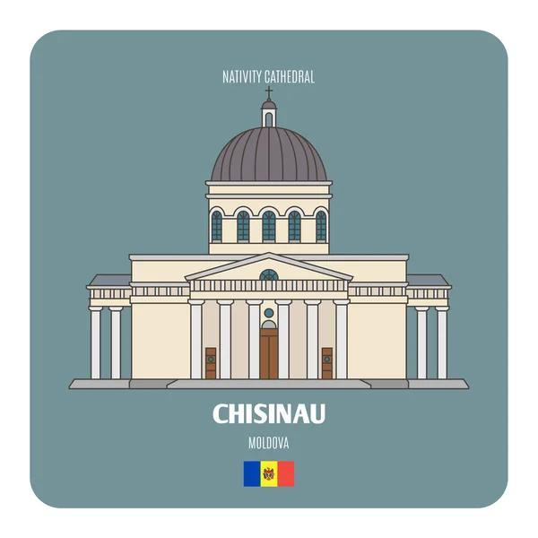 Betlehem Székesegyház Chisinau Moldova Európai Városok Építészeti Szimbólumai Színes Vektor — Stock Vector