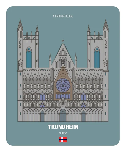 Cathédrale Nidaros Trondheim Norvège Symboles Architecturaux Des Villes Européennes Vecteur — Image vectorielle