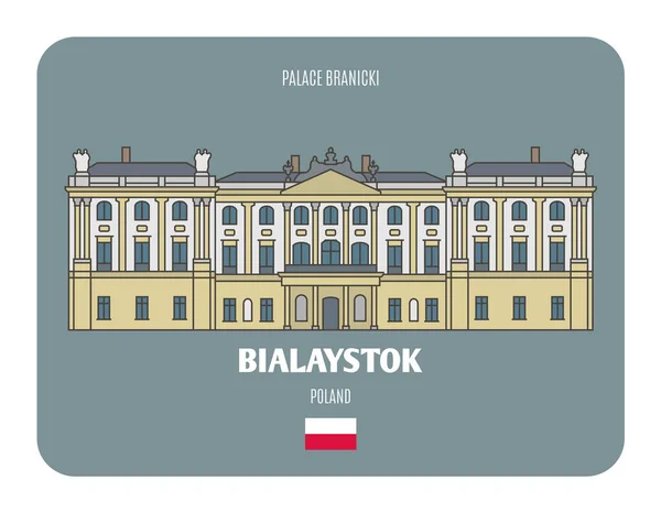 Palazzo Branicki Bialystok Polonia Simboli Architettonici Delle Città Europee Vettore — Vettoriale Stock
