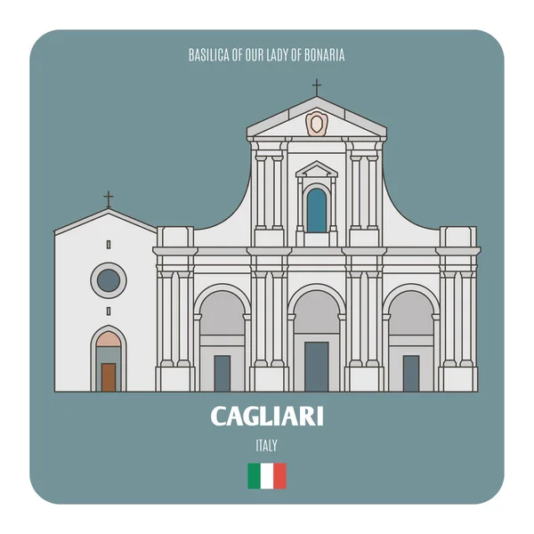 Basilica Our Lady Bonaria Cagliari Italy Architectural Symbols European Cities — Stock Vector