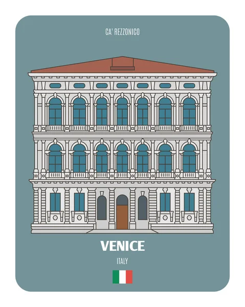 Rezzonico Palace Venice Italy Architectural Symbols European Cities Colorful Vector — Stock Vector