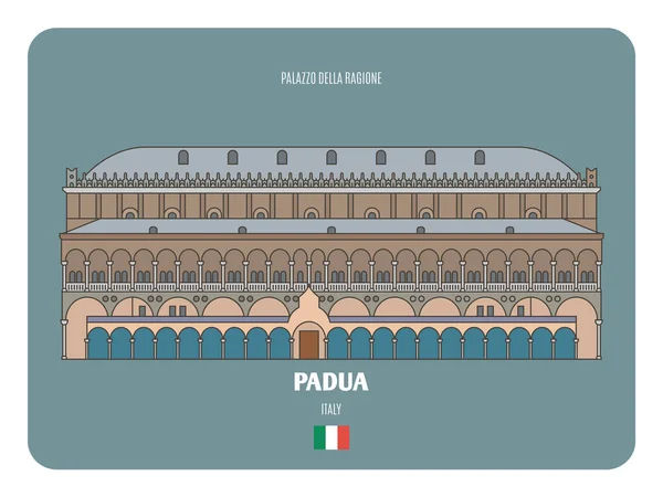Talya Padua Daki Palazzo Della Ragione Avrupa Şehirlerinin Mimari Sembolleri — Stok Vektör