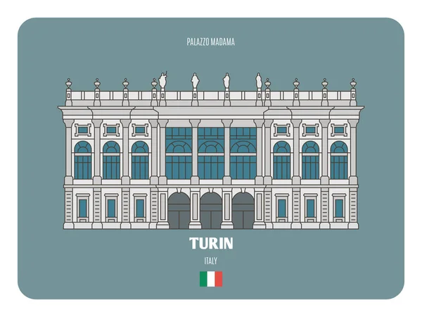 Palazzo Madama Turín Italia Símbolos Arquitectónicos Las Ciudades Europeas Colorido Vector De Stock