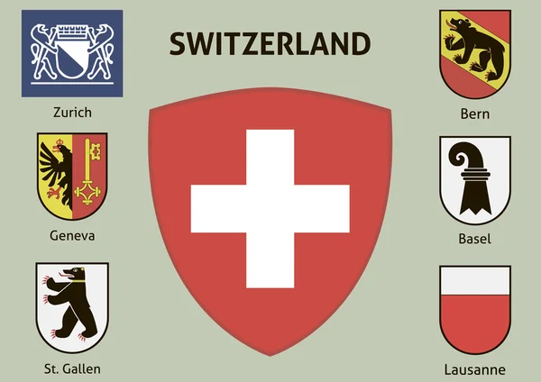 Wappen. Städte in der Schweiz — Stockvektor