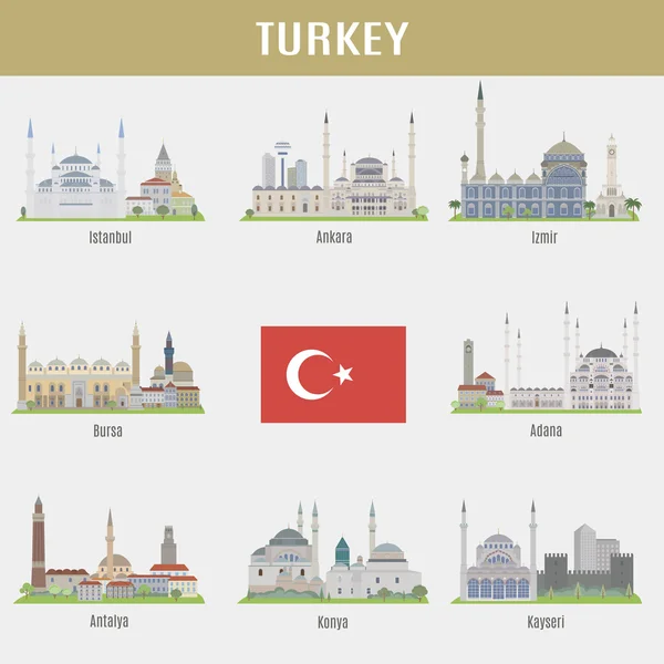 Ciudades de Turquía — Vector de stock