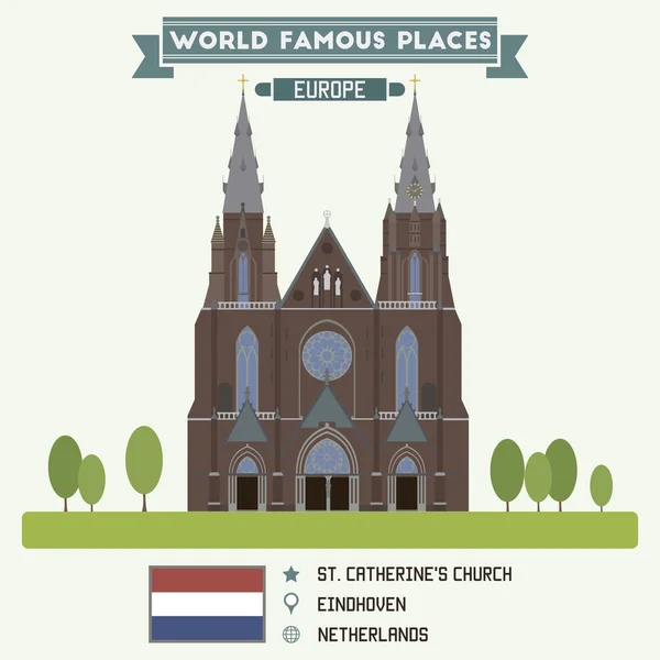 Iglesia St. Catherines. Eindhoven, Países Bajos — Vector de stock