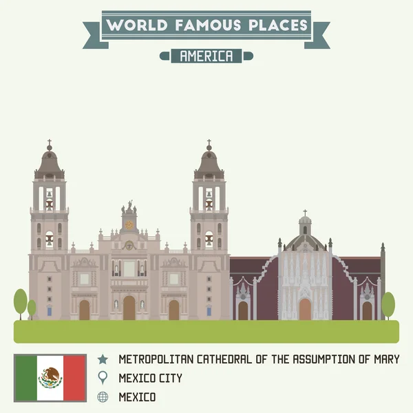 都市大教堂圣母升天。墨西哥城 — 图库矢量图片