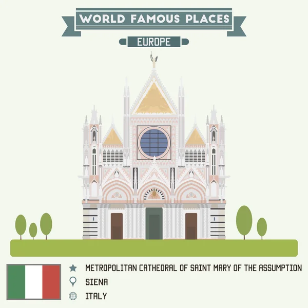 Kathedraal van Saint Mary. Siena, Italië — Stockvector