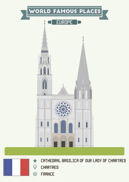 シャルトルの聖母の大聖堂。シャルトル、フランス — ストックベクタ
