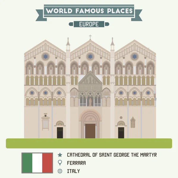 Katedra Świętego Jerzego męczennika. Ferrara, Włochy — Wektor stockowy