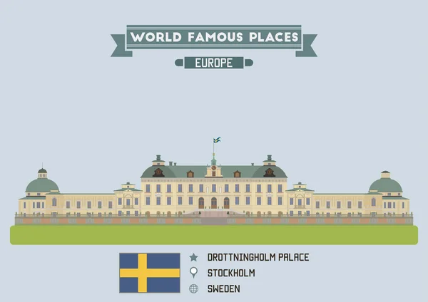 Palais Drottningholm. Stockholm, Suède — Image vectorielle