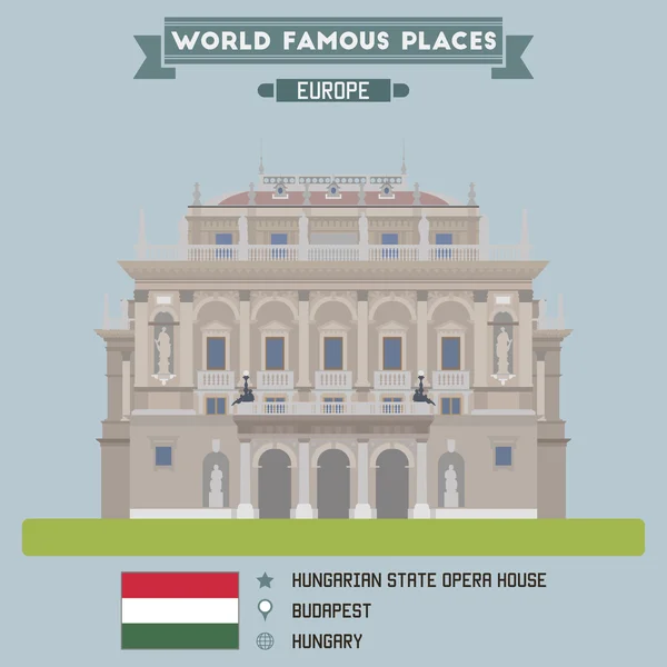 Opéra national hongrois. Budapest, Hongrie — Image vectorielle