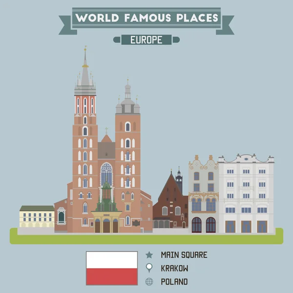 Place principale. Cracovie, Pologne — Image vectorielle