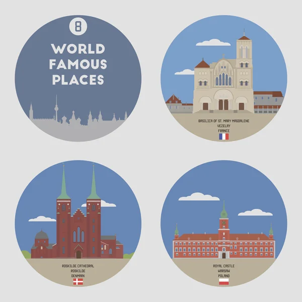 Lugares mundialmente famosos. Set 8 — Vector de stock