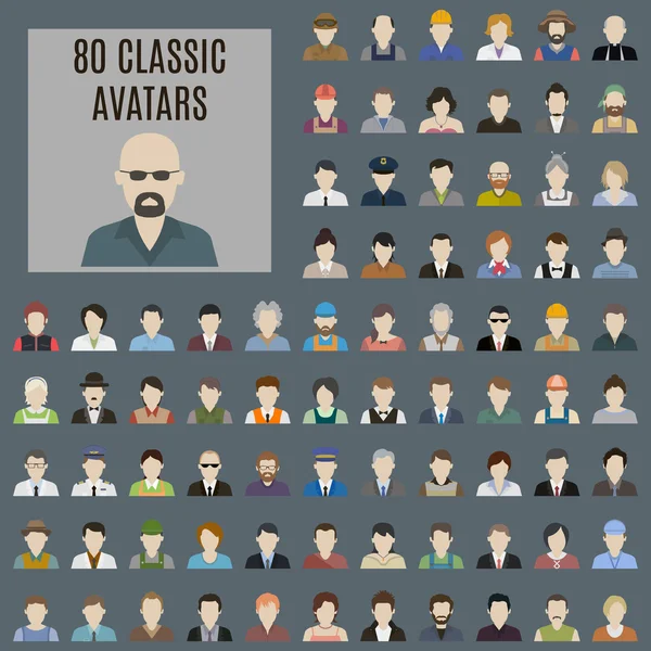 Classic avatars. Set in flat style — Stock Vector
