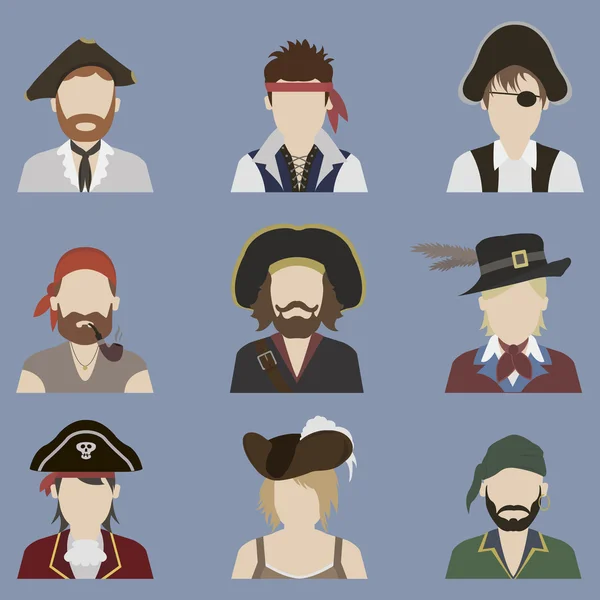 Conjunto de avatares. Pirata. — Vector de stock