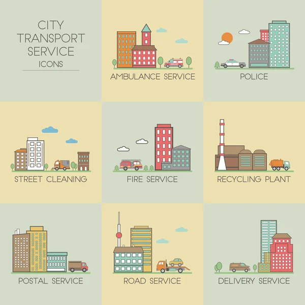 Pictograme de servicii de transport urban — Vector de stoc