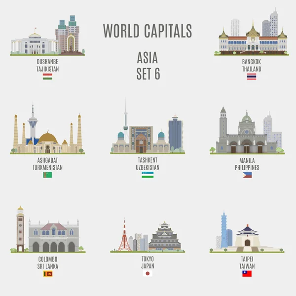 Capitali del mondo.Luoghi famosi — Vettoriale Stock