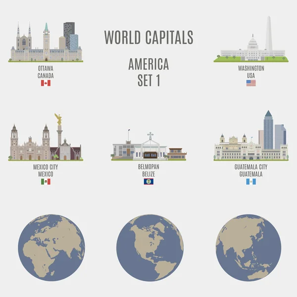 Världens huvudstäder. Kända platser — Stock vektor