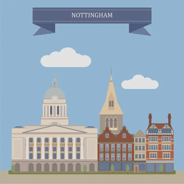 Nottingham, kota di Inggris - Stok Vektor