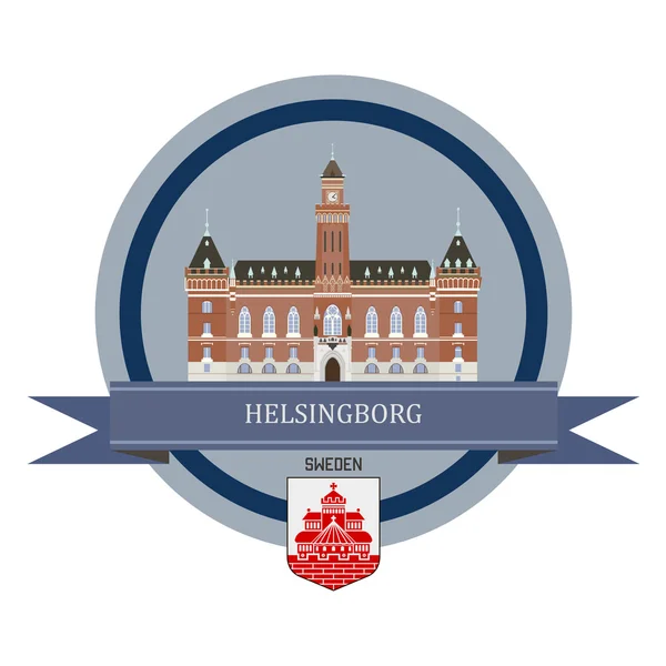 Bandiera a nastro Helsingborg — Vettoriale Stock