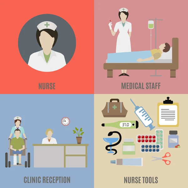 Enfermeiro e pessoal médico — Vetor de Stock