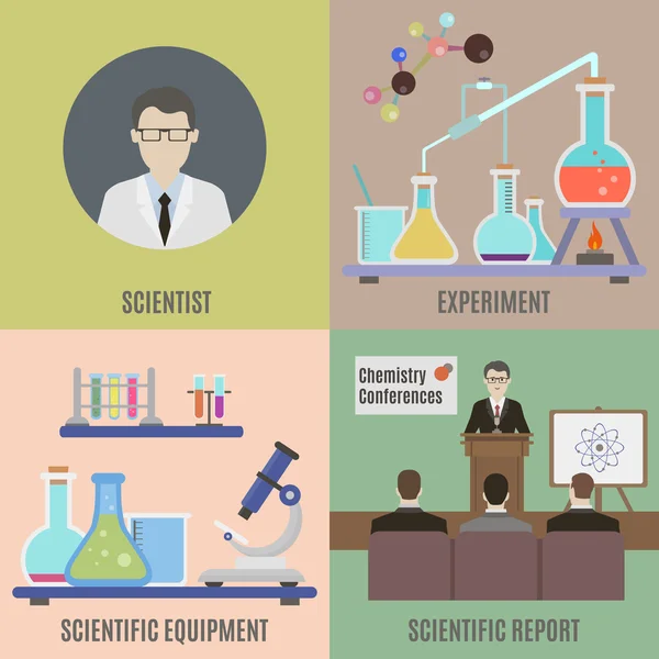 Experimento científico y equipo — Vector de stock