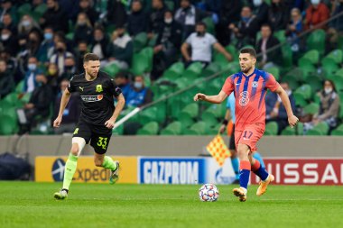 Krasnodar, Rusya - 28 Ekim 2020: Chelsea FC 'li Mateo Kovaciç UEFA Şampiyonlar Ligi grubu E Grubu FC Krasnodar ve Chelsea FC arasında oynanan karşılaşmada görev aldı