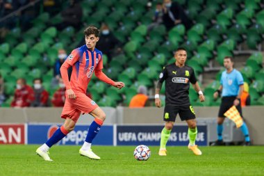 Krasnodar, Rusya - 28 Ekim 2020: Chelsea FC 'den Kai Havertz, FC Krasnodar ve Chelsea FC arasında oynanan UEFA Şampiyonlar Ligi E Grubu karşılaşmasında
