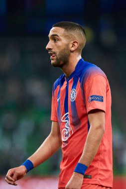 Krasnodar, Rusya - 28 Ekim 2020: Chelsea FC 'den Hakim Ziyech UEFA Şampiyonlar Ligi E Grubu FC Krasnodar ve Chelsea FC arasında oynanan karşılaşma sırasında