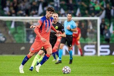 Krasnodar, Rusya - 28 Ekim 2020: Chelsea FC 'den Kai Havertz, FC Krasnodar ve Chelsea FC arasında oynanan UEFA Şampiyonlar Ligi E Grubu karşılaşmasında