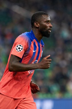 Krasnodar, Rusya - 28 Ekim 2020: UEFA Şampiyonlar Ligi E Grubu FC Krasnodar ve Chelsea FC arasındaki maç sırasında Chelsea FC takımından Antonio Rudiger