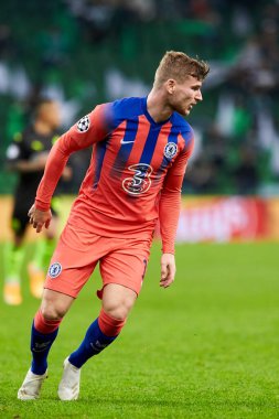 Krasnodar, Rusya - 28 Ekim 2020: Chelsea FC takımından Timo Werner, FC Krasnodar ve Chelsea FC arasında oynanan UEFA Şampiyonlar Ligi E Grubu karşılaşmasında görev aldı.
