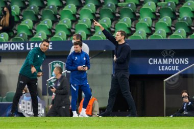 Krasnodar, Rusya - 28 Ekim 2020: Frank Lampard UEFA Şampiyonlar Ligi E Grubu FC Krasnodar ve Chelsea FC arasındaki maç sırasında Chelsea FC 'nin baş antrenörü