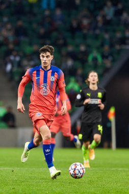 Krasnodar, Rusya - 28 Ekim 2020: Chelsea FC 'den Kai Havertz, FC Krasnodar ve Chelsea FC arasında oynanan UEFA Şampiyonlar Ligi E Grubu karşılaşmasında