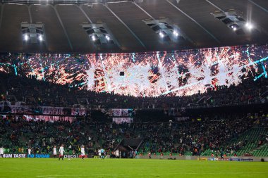 Krasnodar, Rusya - NOVEMBER 24, 2020: UEFA Şampiyonlar Ligi grubu E grubu FC Krasnodar ve Sevilla FC arasında oynanan maçta GoOAL unvanına sahip elektronik sayı tahtası